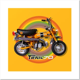 Vintage retro Motorcycle Trail 70 Posters and Art